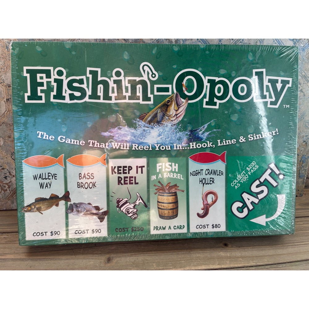 Late for the Sky Fishin-Opoly Board Game New Sealed Fishing Theme Family Game